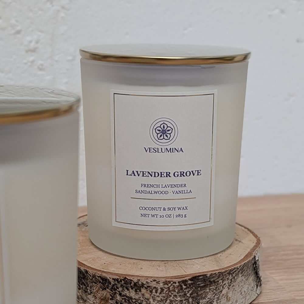 Custom 10oz Frosted Clear Glass Candle Gold Lid Private Label Candle Collection