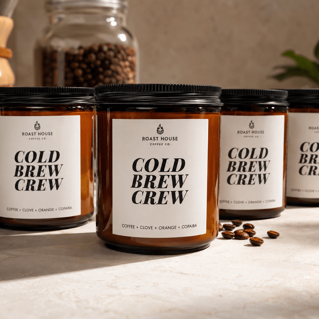Custom Coffee Shop Scented Candles Private Label Manufacturing 8oz Amber Glass Jar Candles